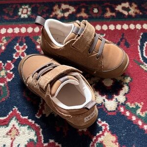 UGG Kids Tan Suede & Canvas Hook-and-Loop Sneakers